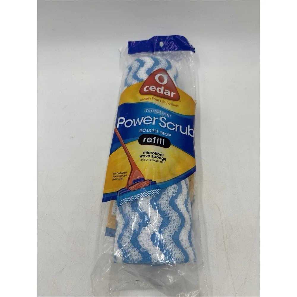 NEW O-Cedar Power Scrub Roller Mop Refill Microfiber Wave Sponge FACTORY SEALED